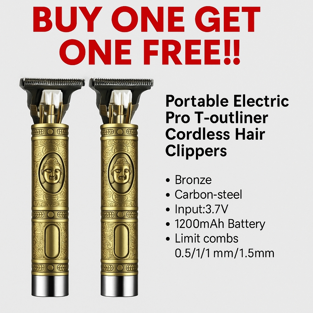 🔥 BUY ONE GET ONE FREE! Pro Cordless T-Outliner Hair Clipper — Bronze, Portable